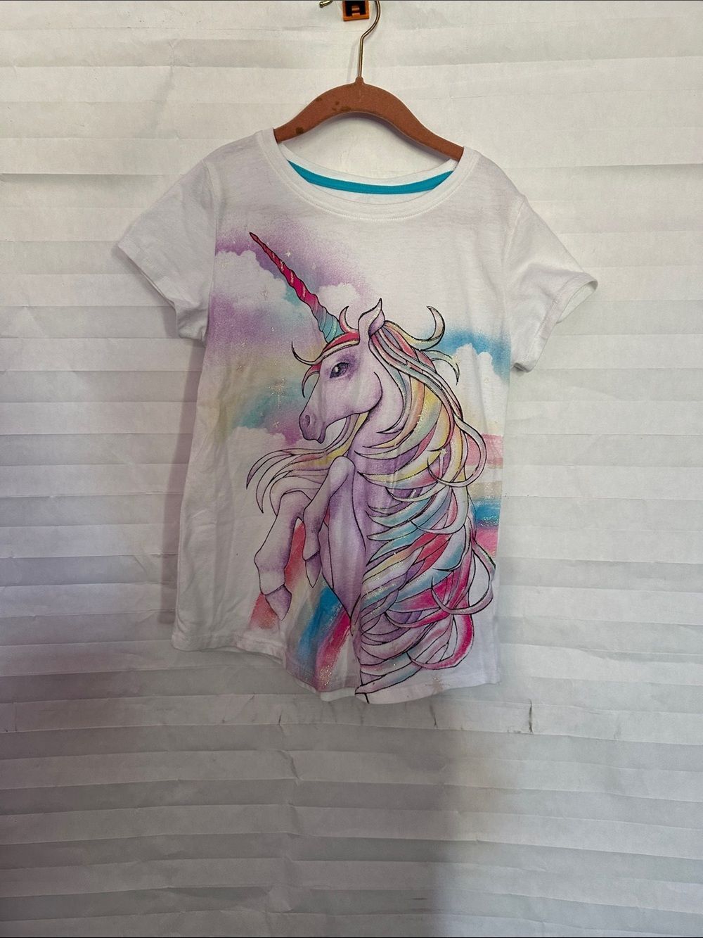 Wonder Nation Girls Colorful Graphic T-Shirt Size Large Bright Casual Tee